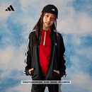 adidas女大童休闲三条纹长袖套装儿童秋季阿迪达斯官方轻运动   黑色/白色   164