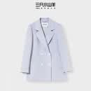 三只小山羊【新品95折】 罗马假日 100纯羊绒短款女双面呢外套 海盐兰 S