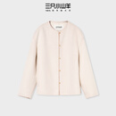 三只小山羊【新品95折】 云栖月 100纯羊绒小香风短款女双面呢外套 白色 M