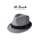 Mr DUCK夏季卷边小礼帽 复古潮流显年轻高端男士绅士帽 透气防晒遮阳草帽 灰色(透气防晒）-MS13014 M (适合56-57cm头围)