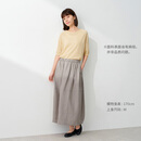 MUJI 女式 汉麻 水洗茧形裙长半身裙女裙子26年夏季女装 BE21EA6S 淡黄色 S (155/62A)