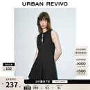 UR2026夏季新款女装魅力无袖绑带收腰圆领连衣裙UWG760025+ 黑色 S
