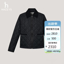 哈吉斯（HAZZYS）女装 女士菱形格撞色领短款棉服女ASSSU0CCU23