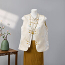 【金竹蓝蝶】春季织锦提花立领春季新款新中式国风绣花印花马甲女 【新中式】杏色 3XL (120-135斤)