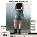 UR2026夏季新款女装潮流复古水洗腰带牛仔短裤UYV860036+ 蓝色 28