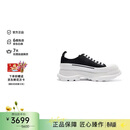 亚历山大麦昆（Alexander McQueen）礼物 女士黑色/白色帆布厚底系带靴 697072 W4AAQ 1070 36