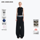 ANN ANDELMAN【王玉雯同款】官方直营 牛仔腰头拼接西裤直筒长裤 黑色 XS
