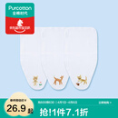 全棉时代 婴儿纱布汗巾水洗纯棉吸汗巾隔汗巾垫背巾宝宝新生儿幼儿 3条装 【小熊+小鹿+小猫】 25×50cm