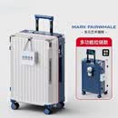 马克华菲（MARK FAIRWHALE）行李箱2026年新款高颜值拉杆箱结实耐用密码箱万向轮旅行箱登机箱 马克华菲品牌拉链款【白配蓝】 20寸一年内箱体摔坏换新