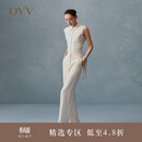 OVV【重磅真丝】春夏热卖女装30MM重绉通勤简约西裤 卡其（净色）12 XL