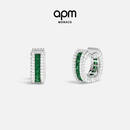 apm绿色密镶圈形耳环耳饰撞色混搭独特摩登设计情人节礼物 绿色