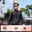 adidas简约三条纹跑步运动立领夹克外套男装秋季阿迪达斯官方   黑色/白（推荐选大一码）   L