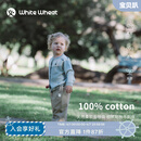 white wheat儿童26春季新款开衫男女童拼色毛衣休闲宝宝纯棉针织衫 灰色 100 cm