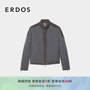 ERDOS男装毛绒棉服26年早春新品针梭拼接小羊皮机车夹克版外套 水泥灰 L 175/96A