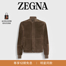 Zegna【陈伟霆同款】杰尼亚男装棕色皮革短夹克外套 棕色 50 (M)
