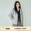 伊芙丽（eifini）朱珠代言天丝棉百搭显瘦灰色卫衣开衫女外套春季新款 花灰 大版型 S 80-110斤