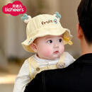 licheers婴儿帽子春秋薄款0-6个月宝宝遮阳帽婴幼儿胎帽渔夫帽防晒太阳帽