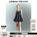 UR2026夏季新款女装拼接设计感超短款吊带连衣裙UYU760005+ 墨蓝 S