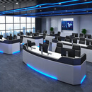 烤漆控制台监控操作台工作台中控台一体长条调度安防指挥台可定制 五人位含灯带含柜体5000*800