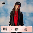 adidas女大童休闲三条纹长袖套装儿童秋季阿迪达斯官方轻运动   黑色/白色   164