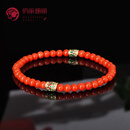 俏丽天然红珊瑚手串圆珠手链彩宝首饰异域风情配饰时尚饰品 珊瑚手串银配饰民族风 4.81克 左右