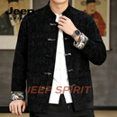 JEEP SPIRIT春夏季中国风道袍男长袍汉服古装宽松居士茶服太极练功服 黑色 M (165) 90 - 115 斤