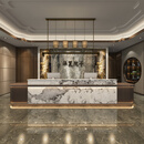 简约现代奢石岩板大理石前台接待台酒店养生馆足浴店民宿收银台 蓝宝石岩板 280*60*100