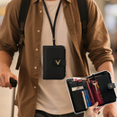 鹿师傅护照钱包一体出国带定位多功能防盗刷旅行收纳挂脖证件便携护照夹 黑色-定位器限iOS系统