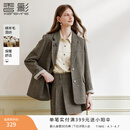 香影老钱风咖色西装外套女2026春季新款含羊毛单排扣通勤正肩西服 咖色 M 160/84A/95-110斤