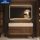 九牧（JOMOO）中古风卫浴岩板热弯一体盆浴室柜组合定制卫生间洗手洗脸盆洗漱台 美妆智能镜柜+岩板热弯一体盆 90CM