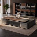 嘉志总裁桌老板桌轻奢高端办公室家具2026长柜大班台办公桌椅组合 2.4米长柜老板桌