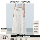 UR2026夏季新款女装休闲花边蝴蝶结超宽松棉质半裙UYL560024+ 本白 S