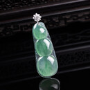 胖东来同款冰种 飘花 福豆 四季豆 吊坠 10.87g 18K金扣头缅甸天然A货翡