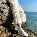 JEEP SPIRIT工装七分裤男夏季薄款宽松休闲过膝7分短裤潮牌大码男士速干裤子 卡其色 XL 115-130斤