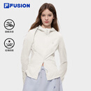 FILA FUSION斐乐潮牌梭织外套女2026夏新款修身凉感连帽防晒上衣 云白色-WT S 160/80A/S