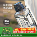 乐扣乐扣（LOCK&LOCK）小水库大容量塑料运动水杯户外冷水壶刻度把手男女杯子2.2L灰色