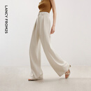 朗姿【精英衣橱】高级感直筒阔腿裤子正装裤子夏季新款职业西装裤长裤 白绒色3（常规版） M