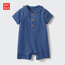 优衣库婴幼儿宝宝爬爬服/短袖婴儿衣服连体衣26春夏新款483021 68 深蓝色 90cm