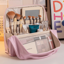 化妆包收纳大容量便携外出旅行收纳包多层可立式挂行李箱镜子包 樱花粉【可挂行李箱】