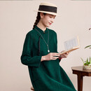 吉祥羽兒【碧云边】吉祥羽儿原创中式23MM暗纹提花四经绞罗香云纱旗袍裙 绿色 XL