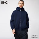 优衣库合作款/男装女装宽松连帽拉链运动开衫/长袖外套卫衣485735 69 藏青色 L
