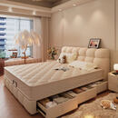 芝华仕法式奶油风真皮床2025新款高端大气储物床软包主卧室1米8双人婚床 1500mm*2000mm 真皮床 【舒适耐磨高品质皮】框架结构【静音松木1