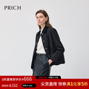 PRICH【三防+中空保暖】时尚灯芯绒拼接翻领菱格棉服冬女 19黑色 M 165
