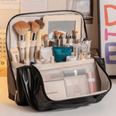 化妆包收纳大容量便携外出旅行收纳包多层可立式挂行李箱镜子包 黑色【可挂行李箱】