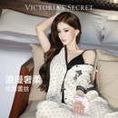 维多利亚的秘密 维密宅度假系列 迅猛龙同款天丝云柔蕾丝印花短袖长裤睡衣套装女 65NI波点蕾丝-短袖长裤 55000019 M
