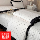 云感双层纱花边床盖款夏被空调被夏凉被双人四件套宿舍单人单夏被 波点【柔软舒适】 200x230cm单夏被+1.8床盖+枕套一对