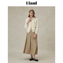ELANDEland衣恋毛针织衫女连帽胸口刺绣毛衣外套25春EECKF11M05 象牙白 170
