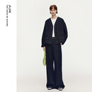 噢姆（AUM）【轻松套装】2026年春季新款时尚复古牛仔短款外套宽松月牙裤女 蓝色上装 S