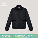 哈吉斯（HAZZYS）女装 秋季女士菱形格撞色领短款棉服女ASSSU0CCU23 黑色BK M (160/84A 38)