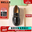 百丽海鸥乐福鞋女厚底英伦小皮鞋春夏通勤单鞋JD007CM5 黑色-亮面 37